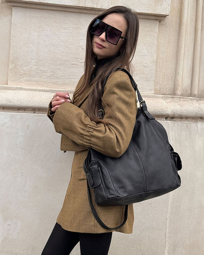 JEANNE. Großer Damen Leder-Shopper mit Fächern