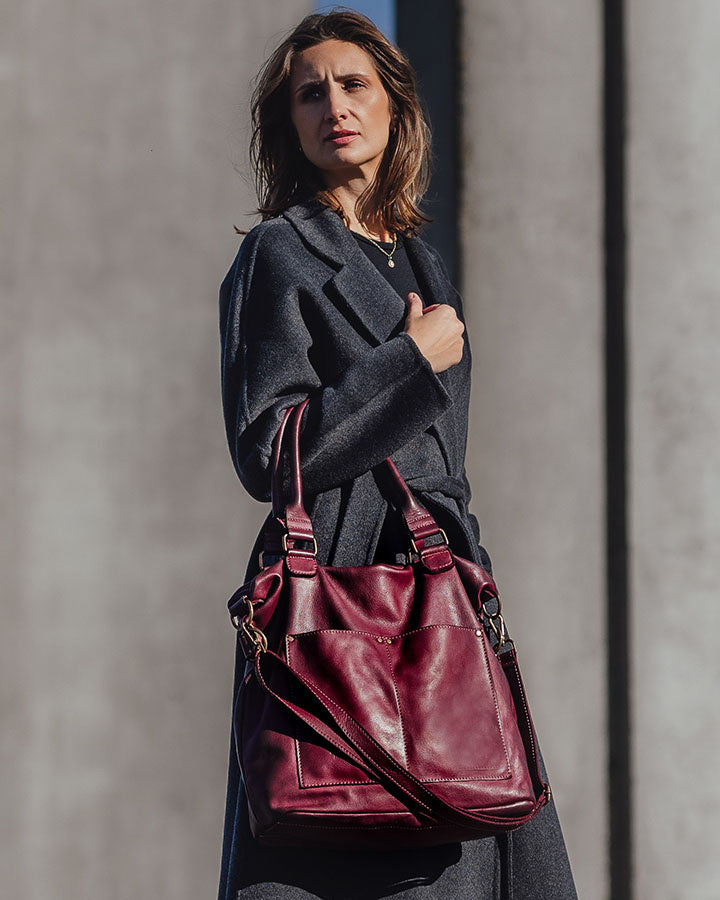 LISETTE™ XXL Shopper Schultertasche aus italienischem Leder