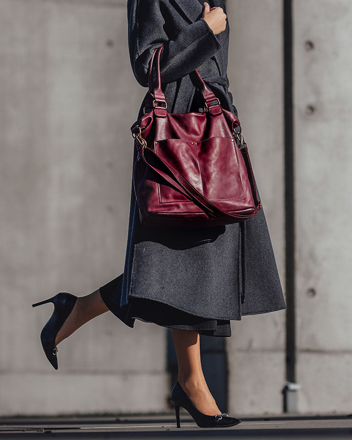 LISETTE™ XXL Shopper Schultertasche aus italienischem Leder