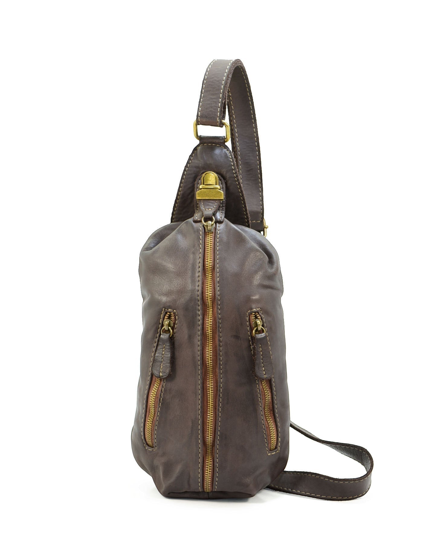 braun MARCO POLO● Große Leder Bauchtasche für Damen und Herren. Toscany Vintage Leder. Braun-cognac Sacktaschen.com