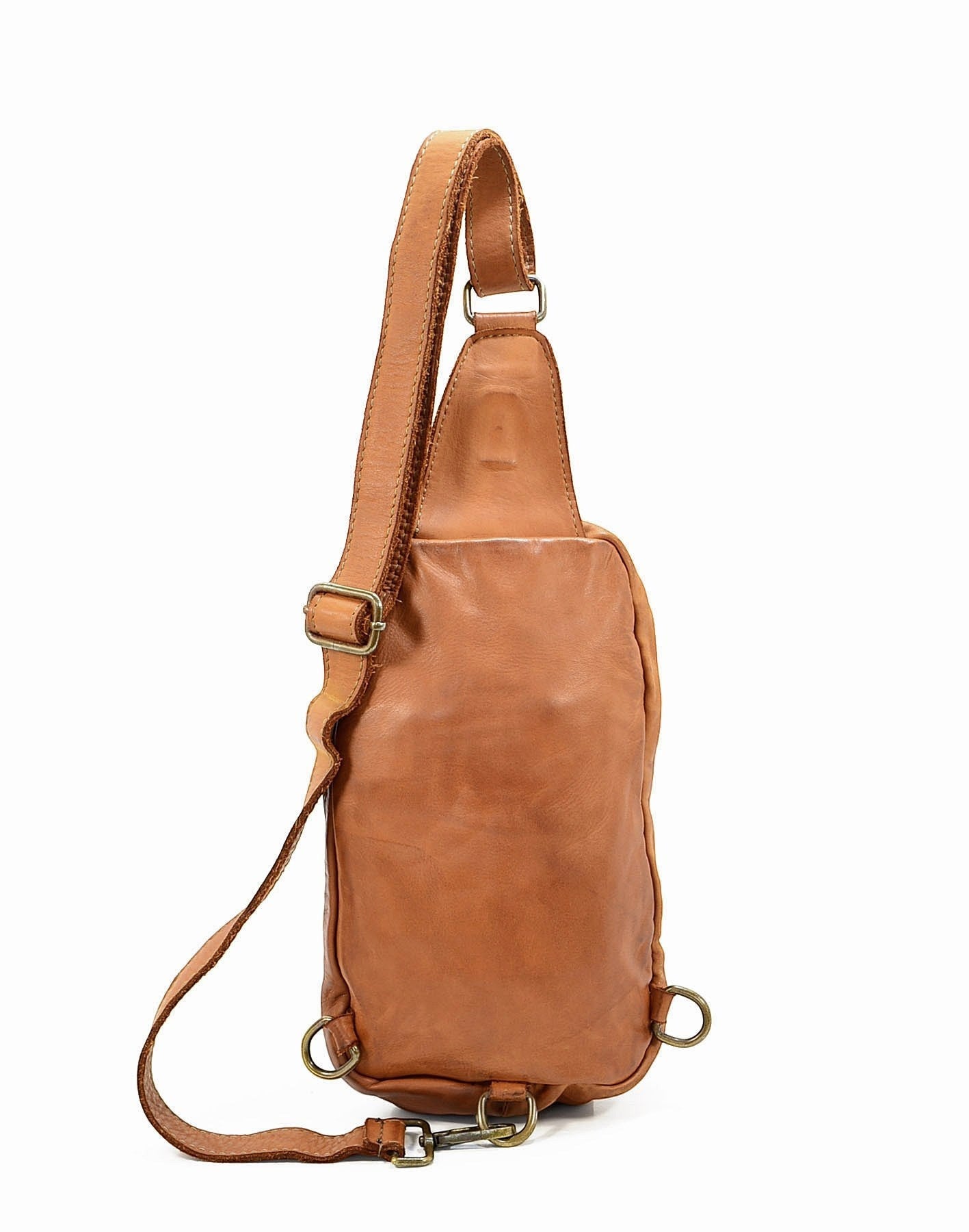 MARCO POLO● Große Leder Bauchtasche für Damen und Herren. Toscany Vintage Leder. Braun-cognac Sacktaschen.com