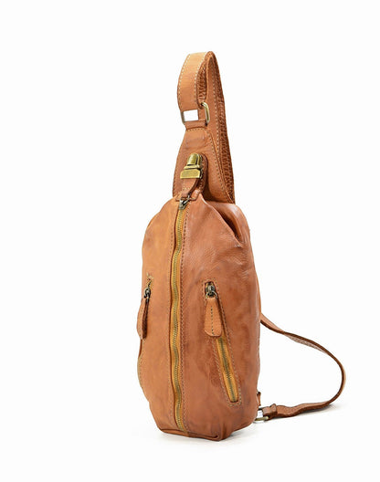 MARCO POLO● Große Leder Bauchtasche für Damen und Herren. Toscany Vintage Leder. Braun-cognac Sacktaschen.com