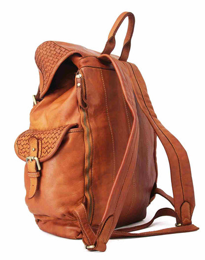 (express) APPIA XL● Large Classic Vintage Leather Backpack with Flap Unisex in Soft Italian Leather