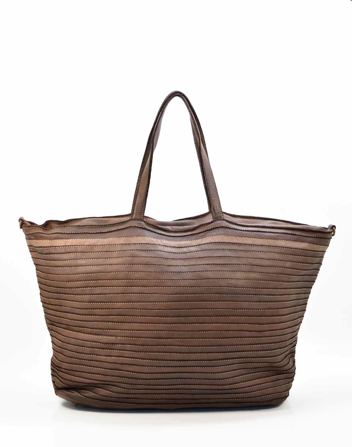 LINARE● Quilted leather handbag tote bag for women with vintage effect. Black & Brown Green (mint green)
