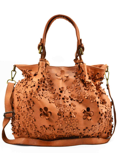 FIORINO● Handtasche Leder Damen mit Blumenprägung – Vintage Umhängetasche Sacktaschen.com