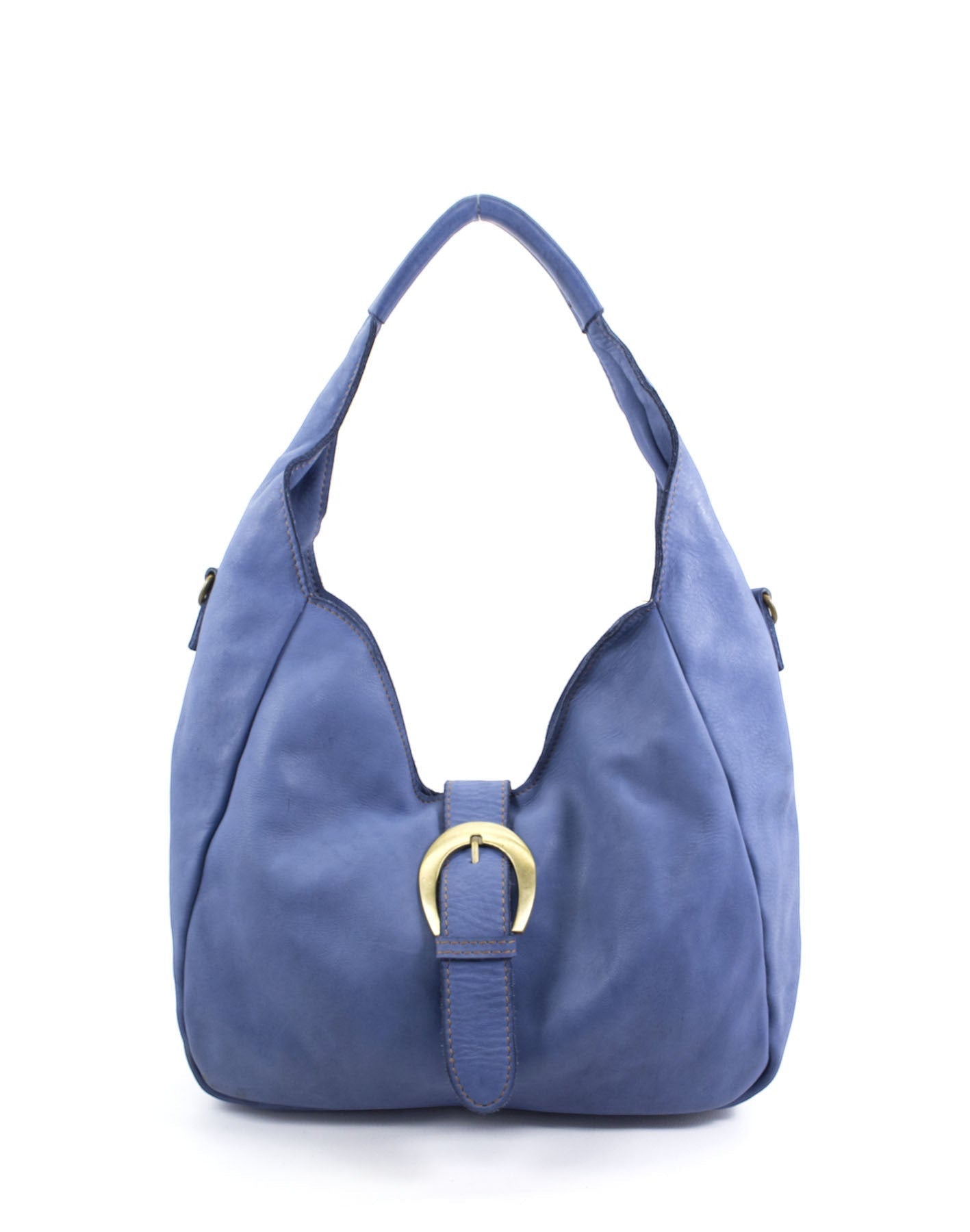 Blau MANTUA● Damen Handtasche - Schultertasche aus italienischem Leder Sacktaschen.com
