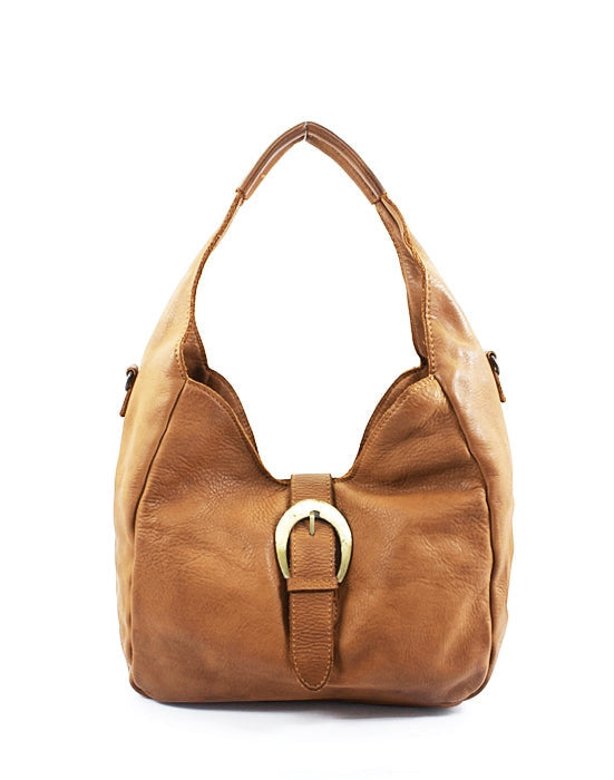 Hellbraun MANTUA● Damen Handtasche - Schultertasche aus italienischem Leder Sacktaschen.com