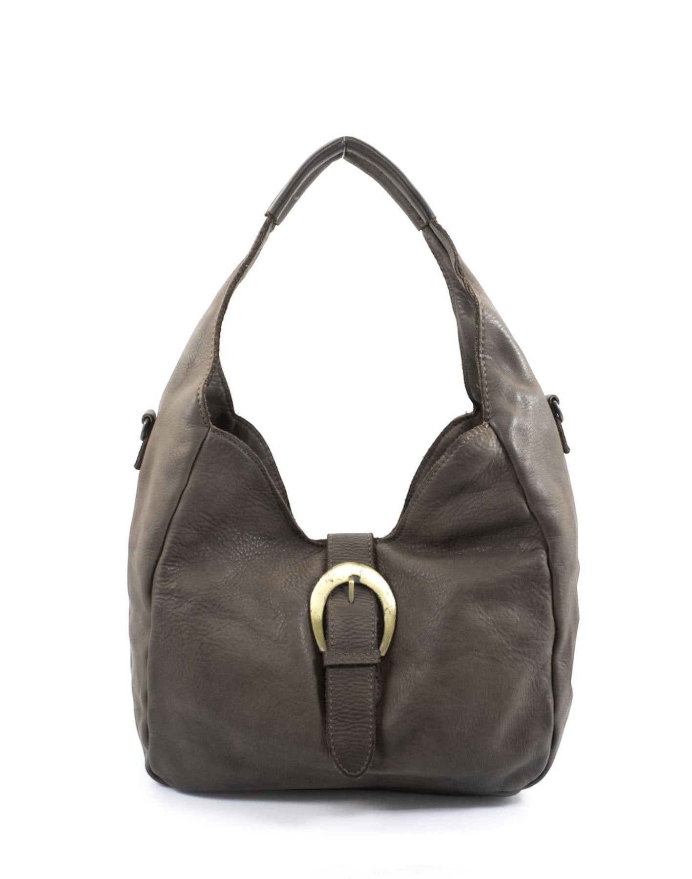 Braun MANTUA● Damen Handtasche - Schultertasche aus italienischem Leder Sacktaschen.com