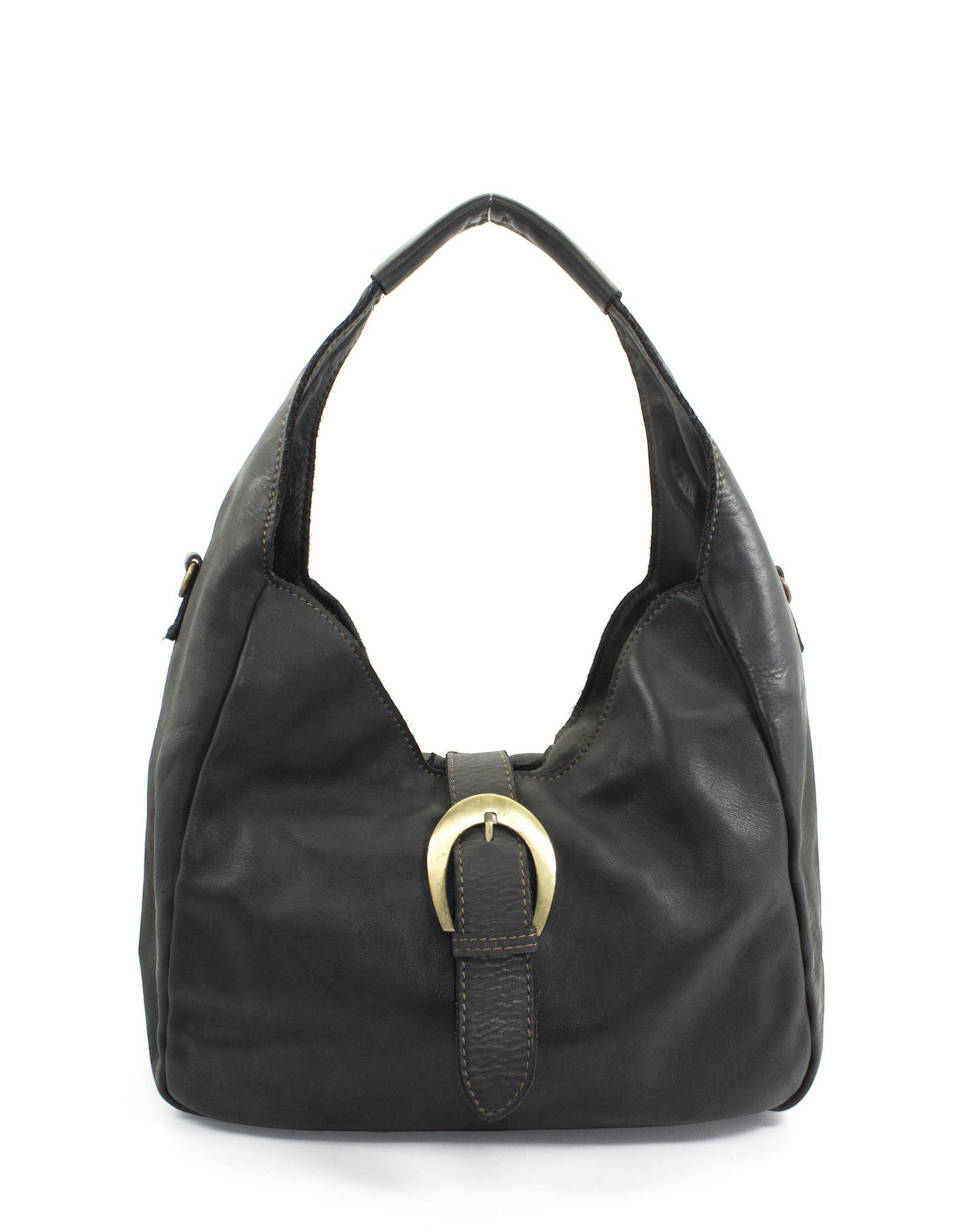 Schwarz MANTUA● Damen Handtasche - Schultertasche aus italienischem Leder Sacktaschen.com