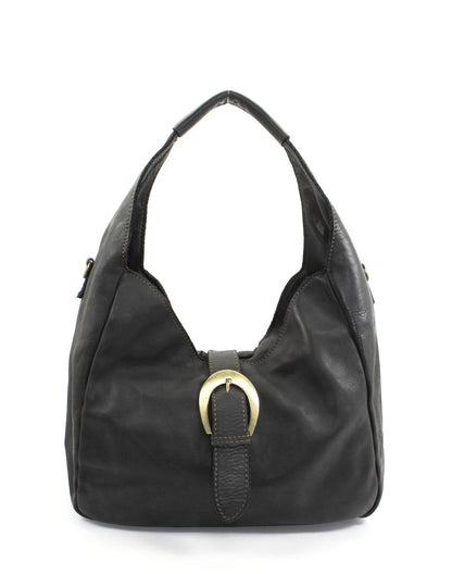 Schwarz MANTUA● Damen Handtasche - Schultertasche aus italienischem Leder Sacktaschen.com