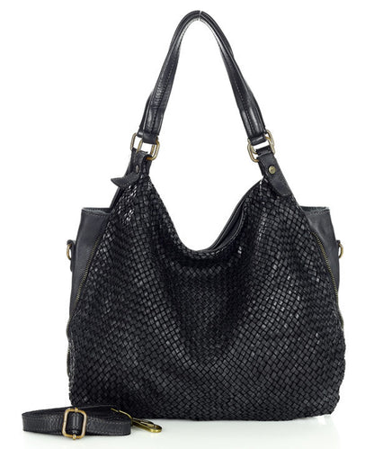 (EXPRESS) HOBO TRECCIA● Hobo bag Women's pouch bag made of braided leather black