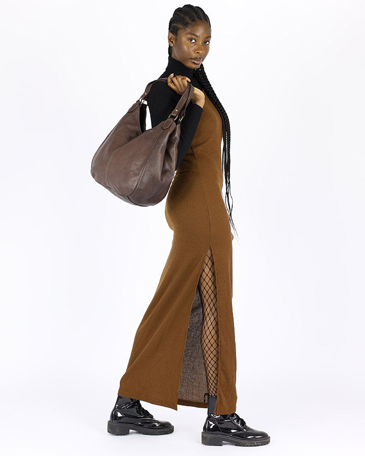 CALCIONE Damen Hobo Tasche aus italianische Leder mit zwei Fächern