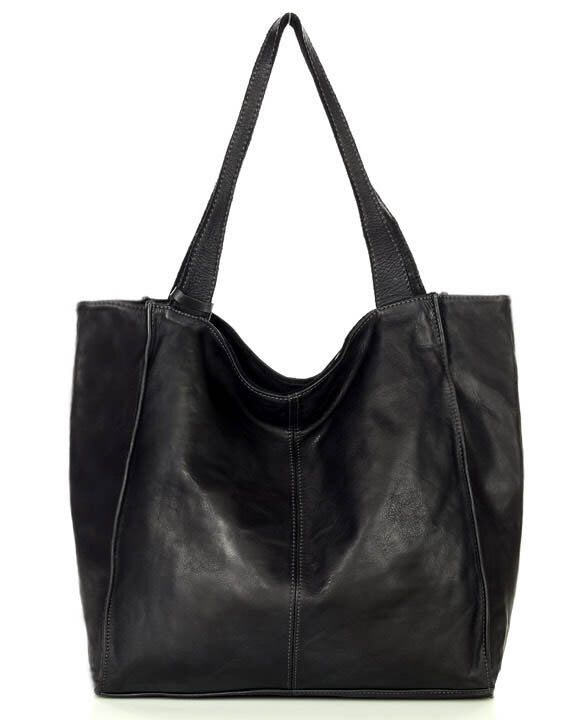 schwarz SOHO TOSCA● Klassische Hobo Shopper Tasche Damen aus weichem italienischem Leder Sacktaschen.com