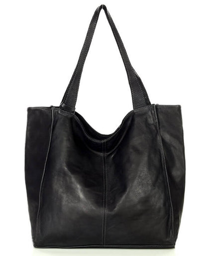 schwarz SOHO TOSCA● Klassische Hobo Shopper Tasche Damen aus weichem italienischem Leder Sacktaschen.com