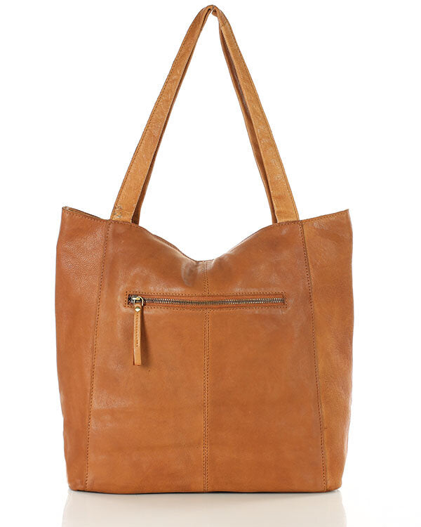 Cognac-colored hobo bag for women – large leather shopper for office and city
