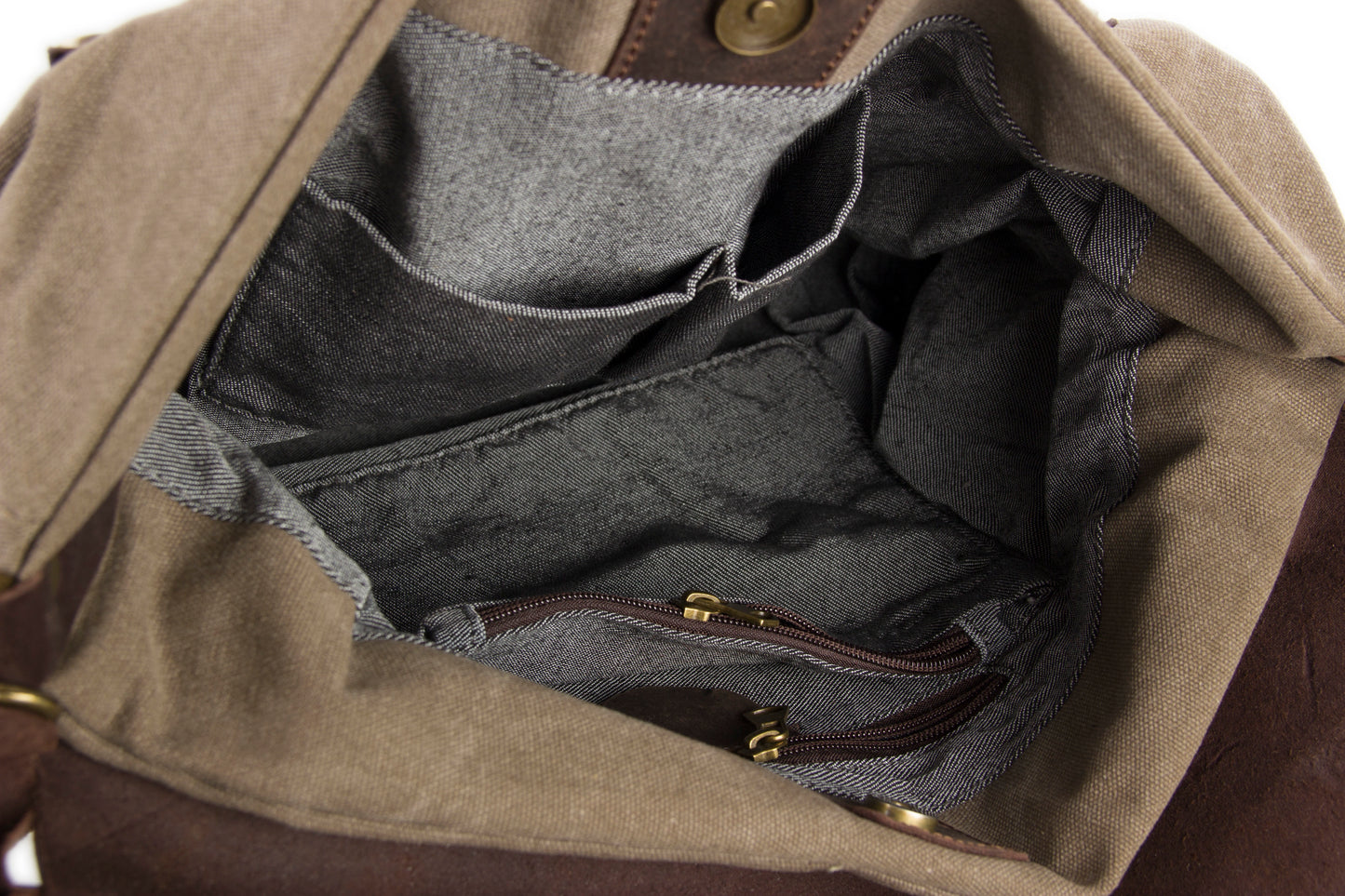 MAIL VINTAGE™ ladies canvas and leather shoulder bag - brown
