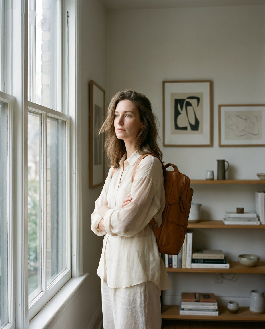 PORTICI● Leder Laptop City Rucksack Vintage für Damen und Herren mit Reißverschlusstaschen Sacktaschen.com