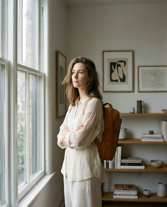 PORTICI● Leder Laptop City Rucksack Vintage für Damen und Herren mit Reißverschlusstaschen Sacktaschen.com