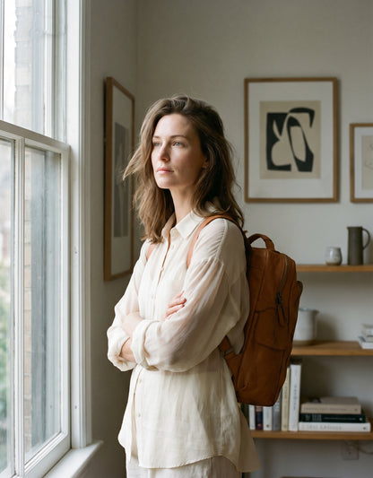 PORTICI● Leder Laptop City Rucksack Vintage für Damen und Herren mit Reißverschlusstaschen Sacktaschen.com