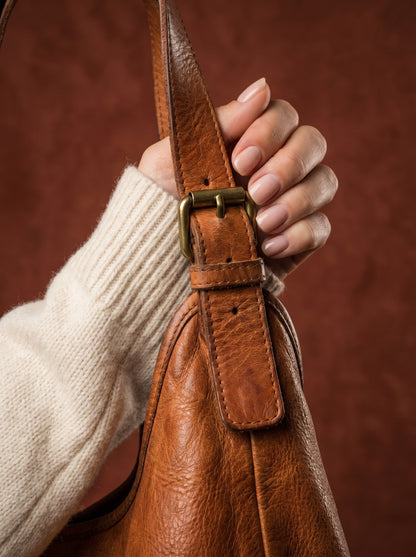 HOBO● Große Damen Beuteltasche Aus italienischem Leder. Zwei-Kammer-Beutel. Sacktaschen.com