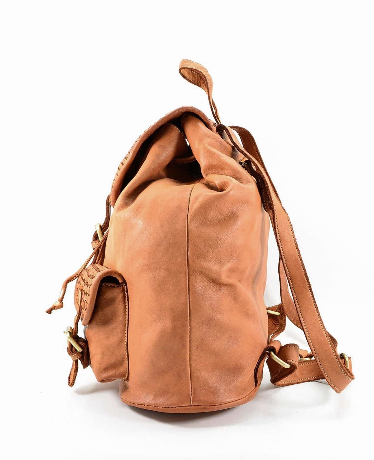 Drawstring flap outlet backpack