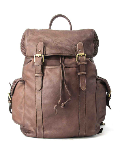 (express) APPIA XL● Large Classic Vintage Leather Backpack with Flap Unisex in Soft Italian Leather brown
