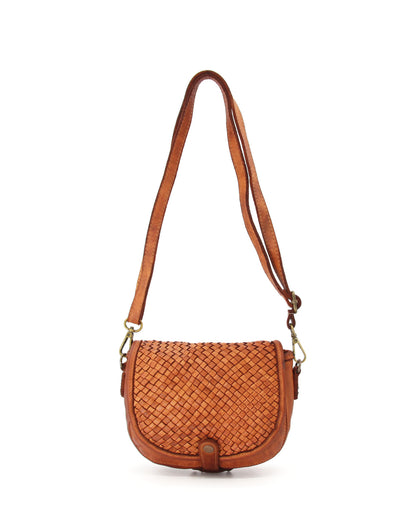 cognac ROSALINE S● Mini Umhängetasche aus Leder für Damen – Handgefertigte Crossbody-Tasche Sacktaschen.com