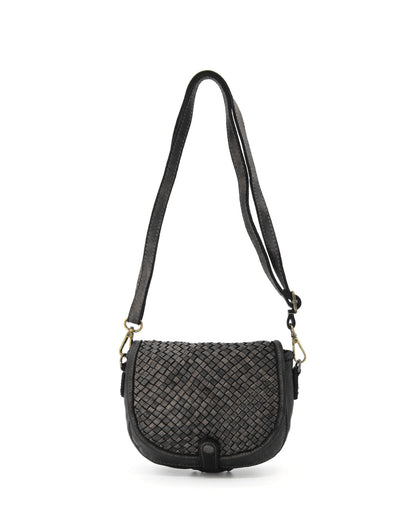 Schwarz ROSALINE S● Mini Umhängetasche aus Leder für Damen – Handgefertigte Crossbody-Tasche Sacktaschen.com