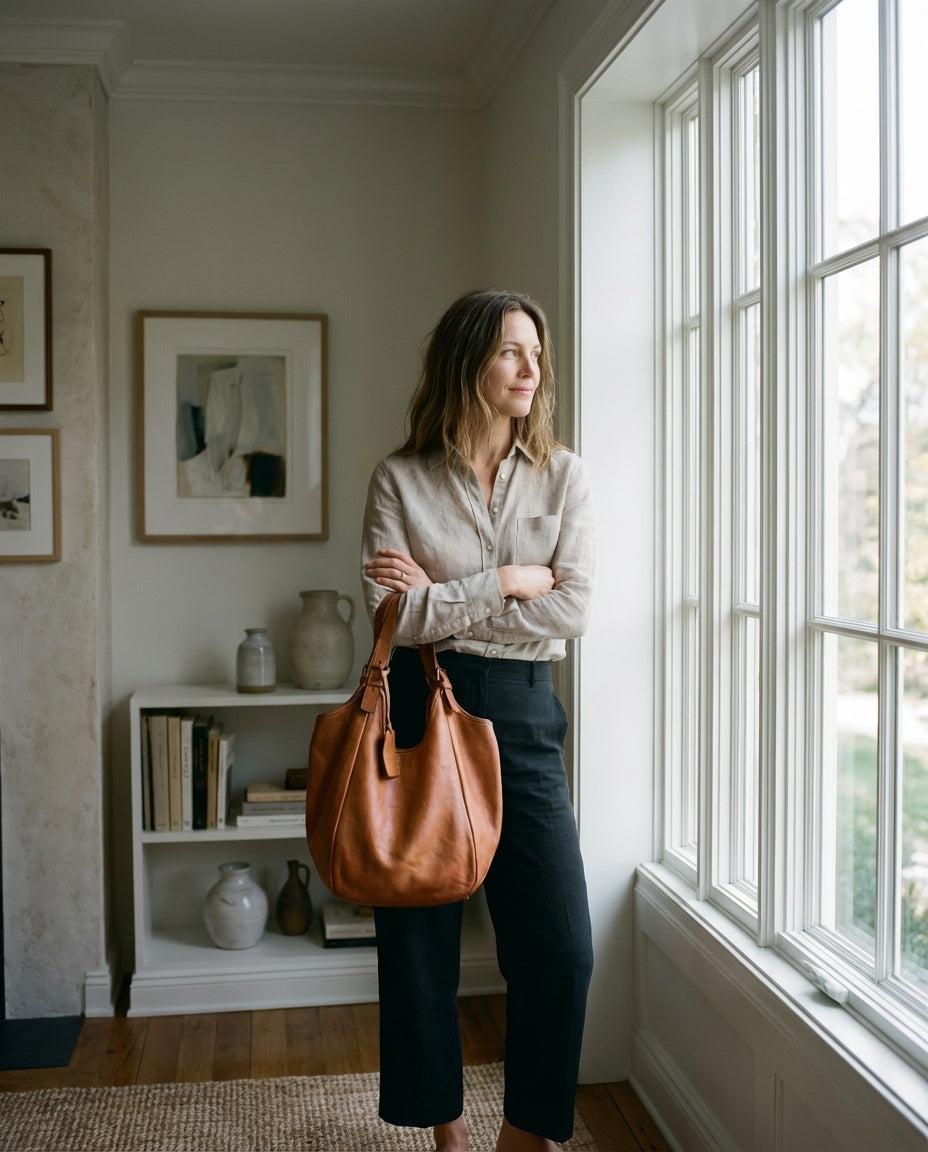 HOBO● Große Damen Beuteltasche Aus italienischem Leder. Zwei-Kammer-Beutel. Sacktaschen.com