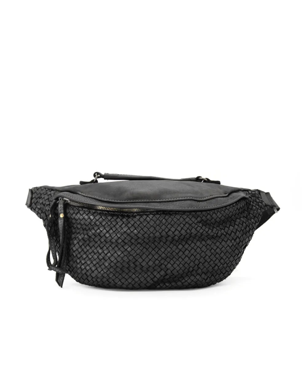 Exklusive Leder-Bauchtasche aus sattem, dunkelbraunem Vintage-Leder mit feiner Natur-Narbung, handgefertigte italienische Crossbody-Tasche für Männer und Frauen.