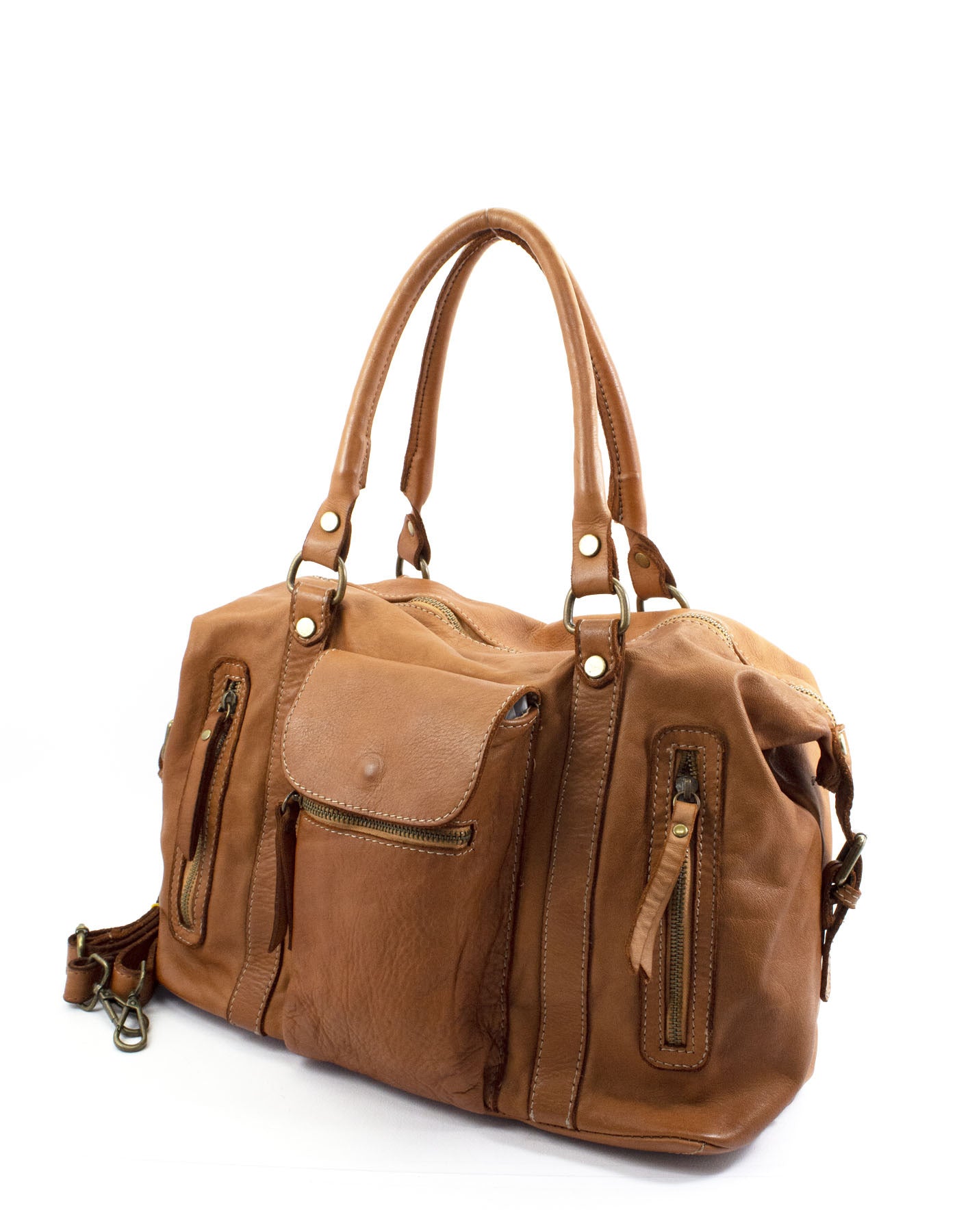 BOHO● Damen Bowling-Schultertasche aus italienischem Leder - BOHO Still Sacktaschen.com