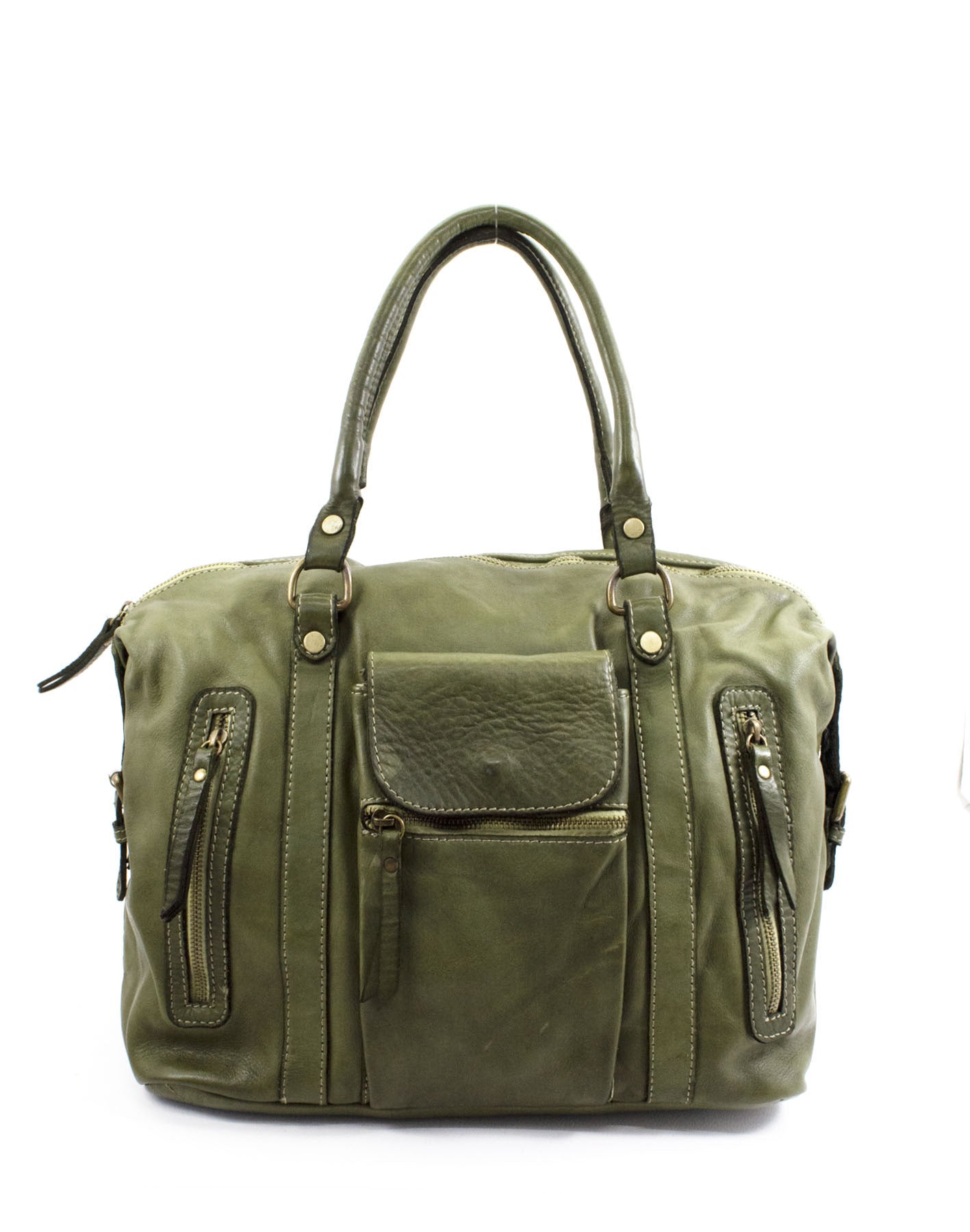 grün BOHO● Damen Bowling-Schultertasche aus italienischem Leder - BOHO Still Sacktaschen.com