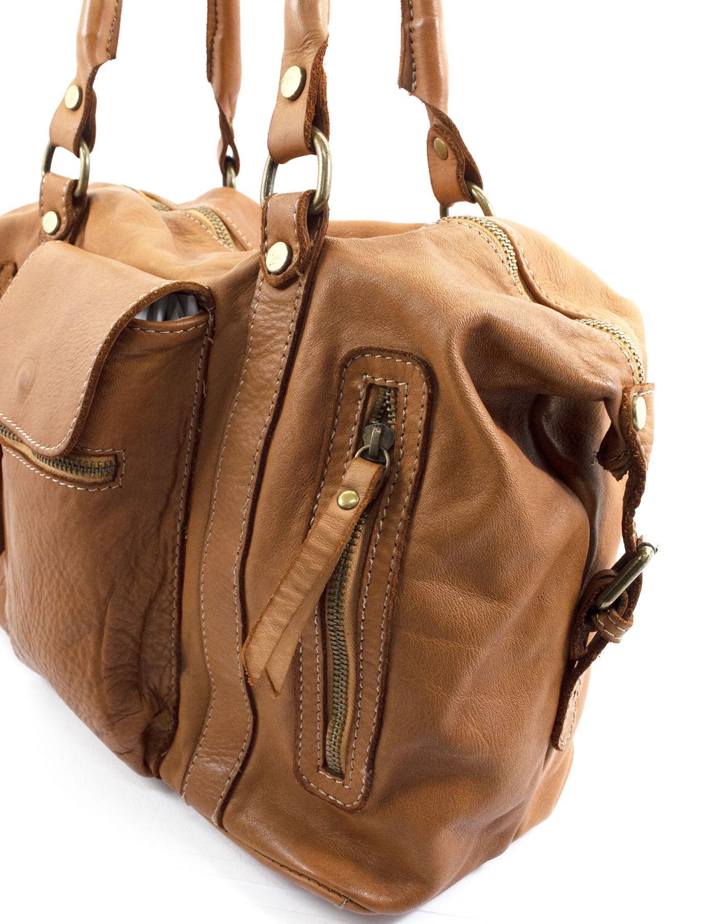 BOHO● Damen Bowling-Schultertasche aus italienischem Leder - BOHO Still Sacktaschen.com