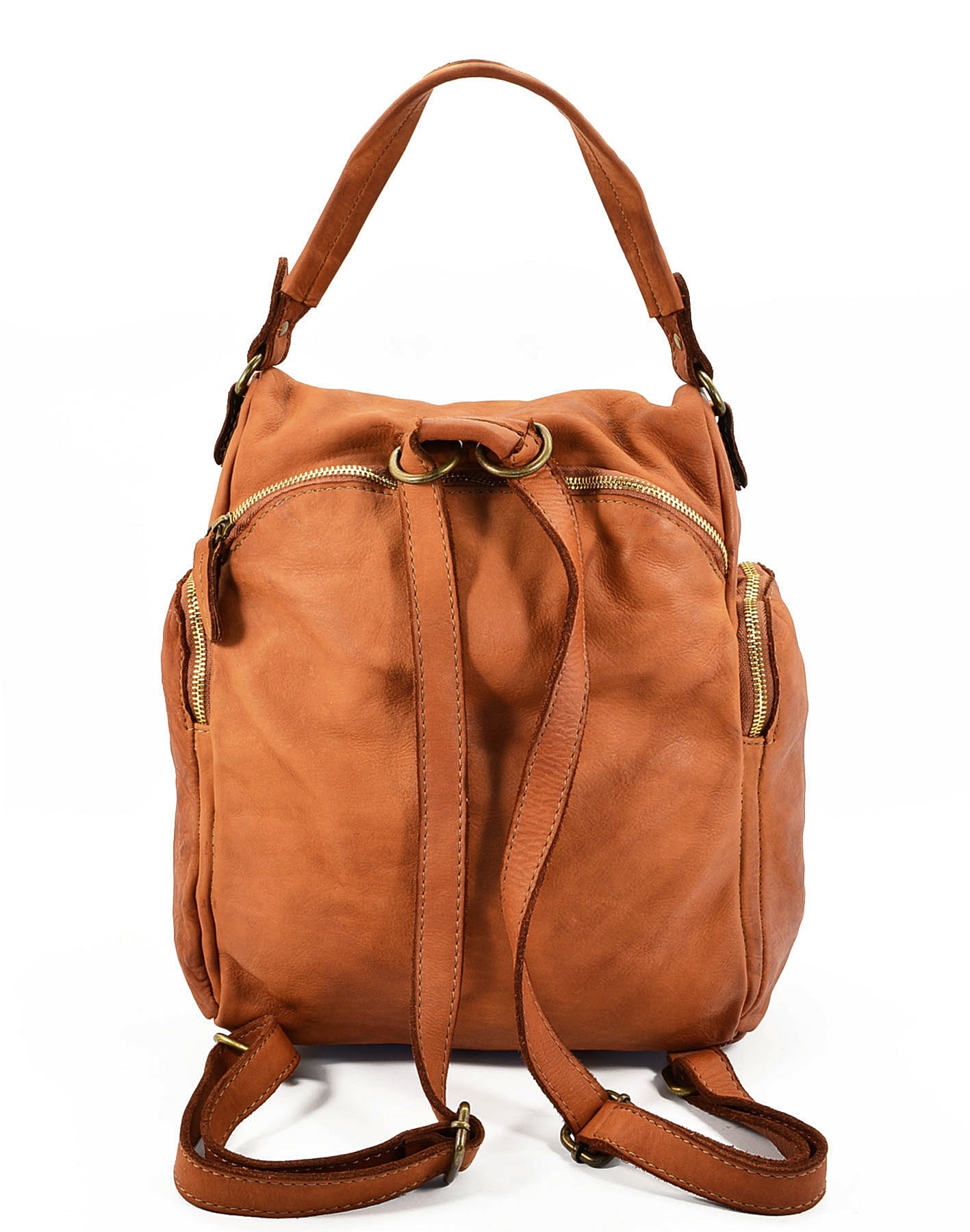 Leder city rucksack 2-in-1 vintage für damen und herren braun