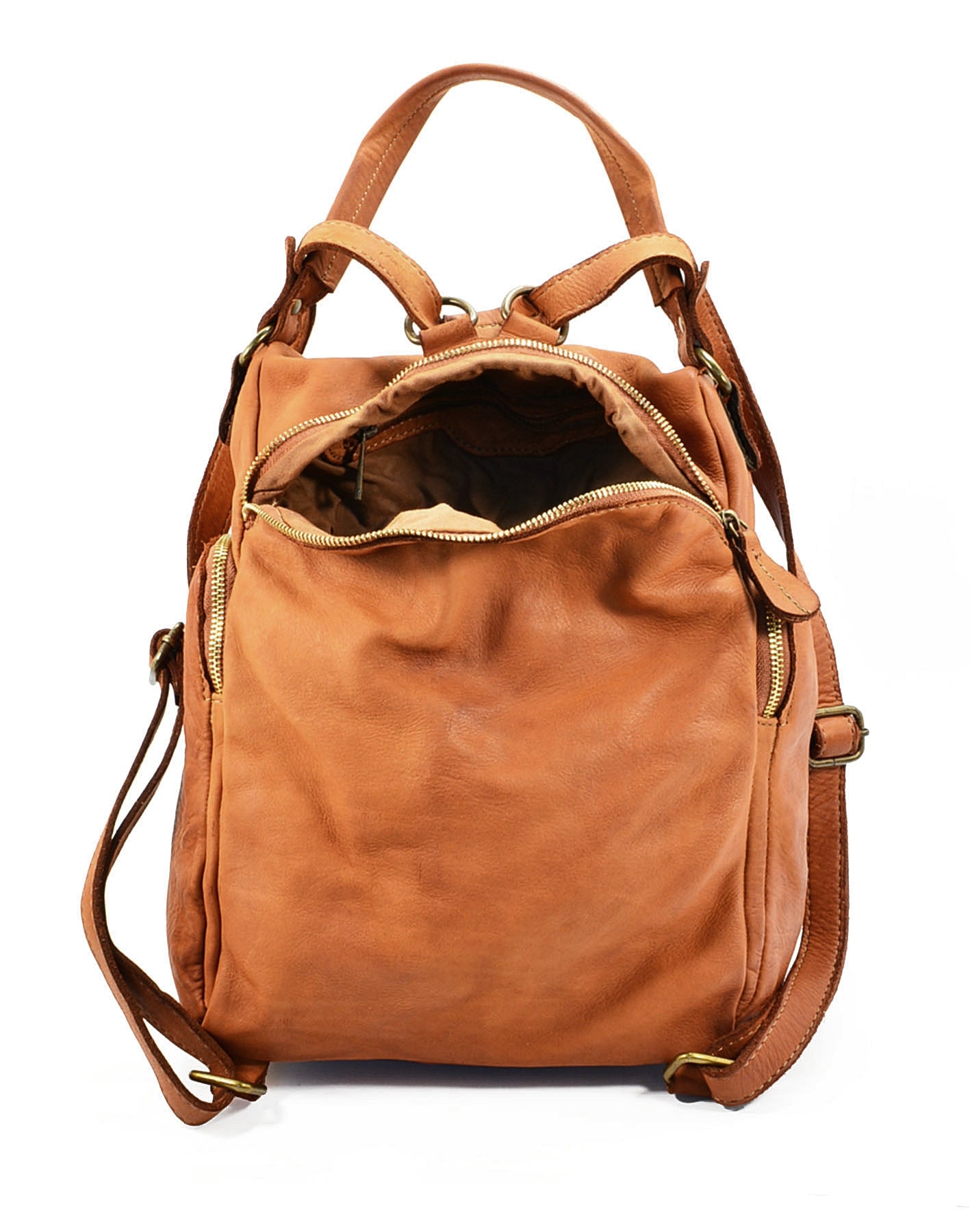 Mochila urbana de piel italiana vintage mujer y hombre marr n