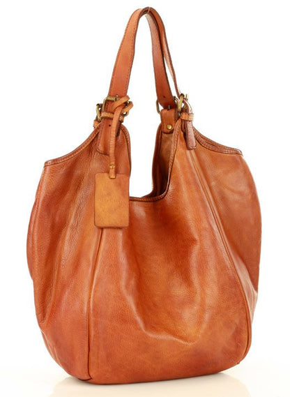 HOBO● Large ladies pouch bag made from Italian leather. Two-compartment bag