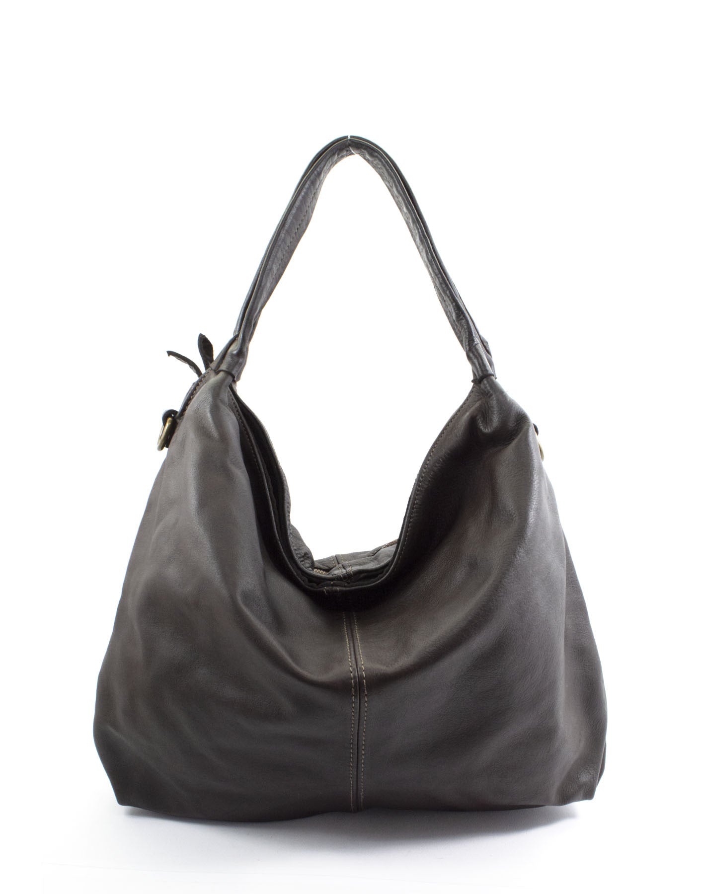 Leder Hobo Bag Damen Beuteltasche Calcione in Dunkelbraun, elegante Schultertasche aus echtem italienischen Leder