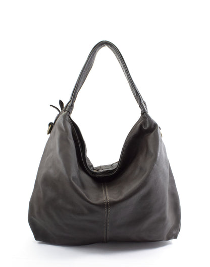 Leder Hobo Bag Damen Beuteltasche Calcione in Dunkelbraun, elegante Schultertasche aus echtem italienischen Leder