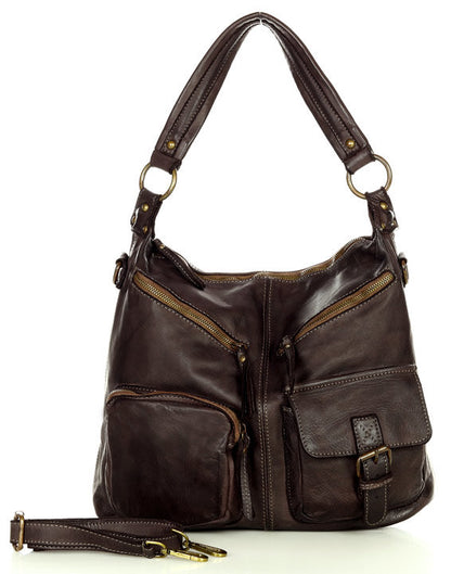 kaffee (EXPRESS) GARDA● Leder Beuteltasche - Schultertasche für aktive Damen Sacktaschen.com