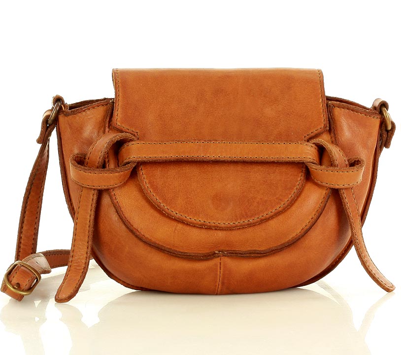 SICILIANA Kleine Leder Umhängetasche Crossbody für Damen Cognac