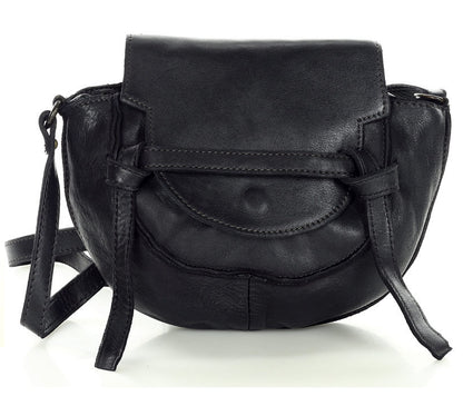 SICILIANA Kleine Leder Umhängetasche Crossbody für Damen Schwarz