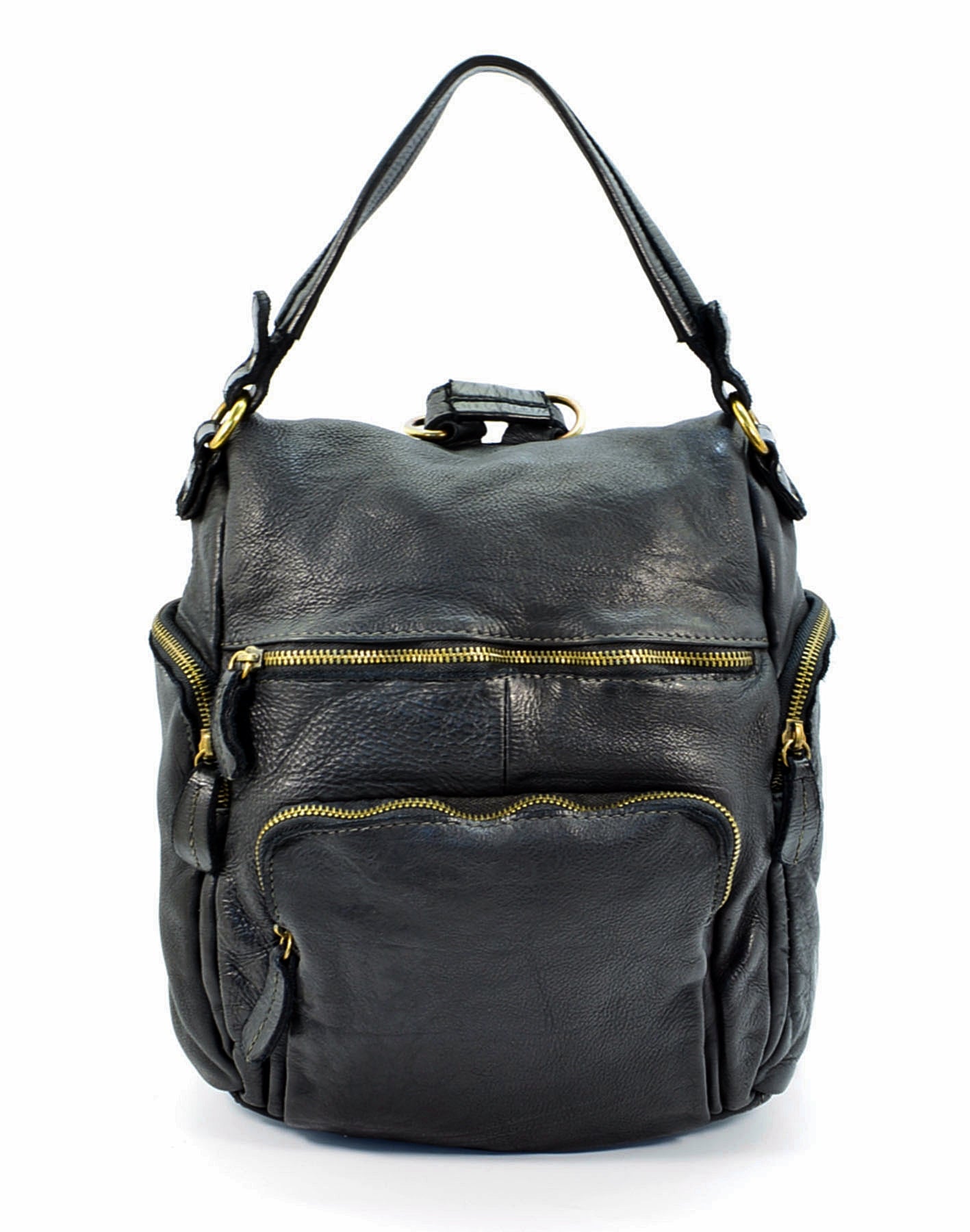 (EXPRESS) URBINO● 2-in-1 leather city backpack vintage for women and men with multiple pockets black