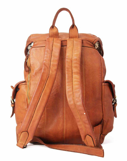 (express) APPIA XL● Large Classic Vintage Leather Backpack with Flap Unisex in Soft Italian Leather