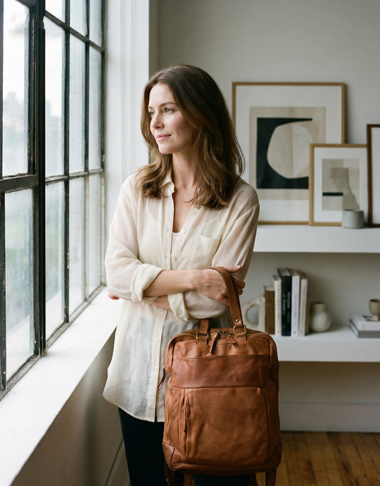 BORGO● Lederrucksack mit Laptopfach – Wandelbarer 2-in-1 Business Rucksack & Aktentasche aus Echtleder Sacktaschen.com