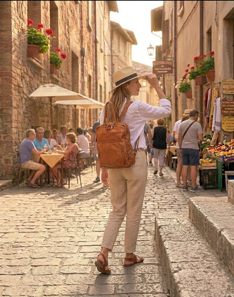 BORGO● Lederrucksack mit Laptopfach – Wandelbarer 2-in-1 Business Rucksack & Aktentasche aus Echtleder Sacktaschen.com