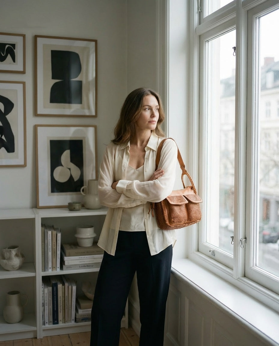 FESCO● Mittelgroß Schultertasche Leder für Damen – Handgefertigte Umhängetasche aus Italien Sacktaschen.com