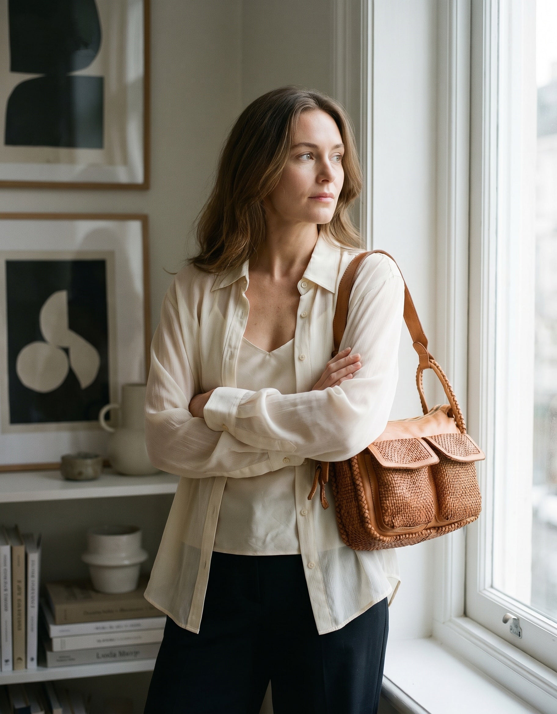 FESCO● Mittelgroß Schultertasche Leder für Damen – Handgefertigte Umhängetasche aus Italien Sacktaschen.com