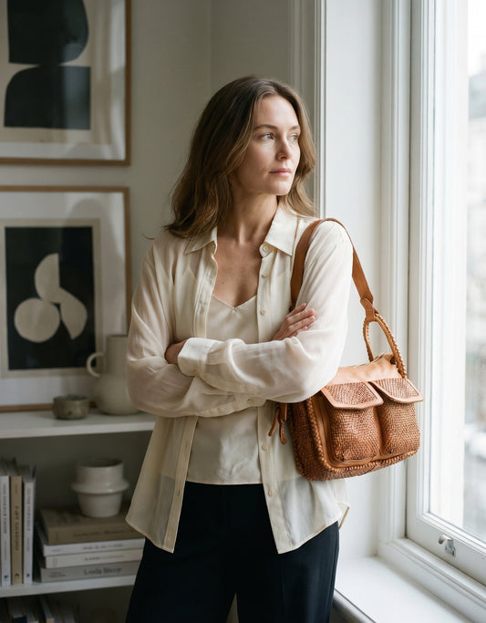 FESCO● Mittelgroß Schultertasche Leder für Damen – Handgefertigte Umhängetasche aus Italien Sacktaschen.com