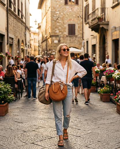 ROTUNDA● Ovale Damen-Umhängetasche aus geflochtenem Leder – Wandlungsfähige Eleganz Sacktaschen.com