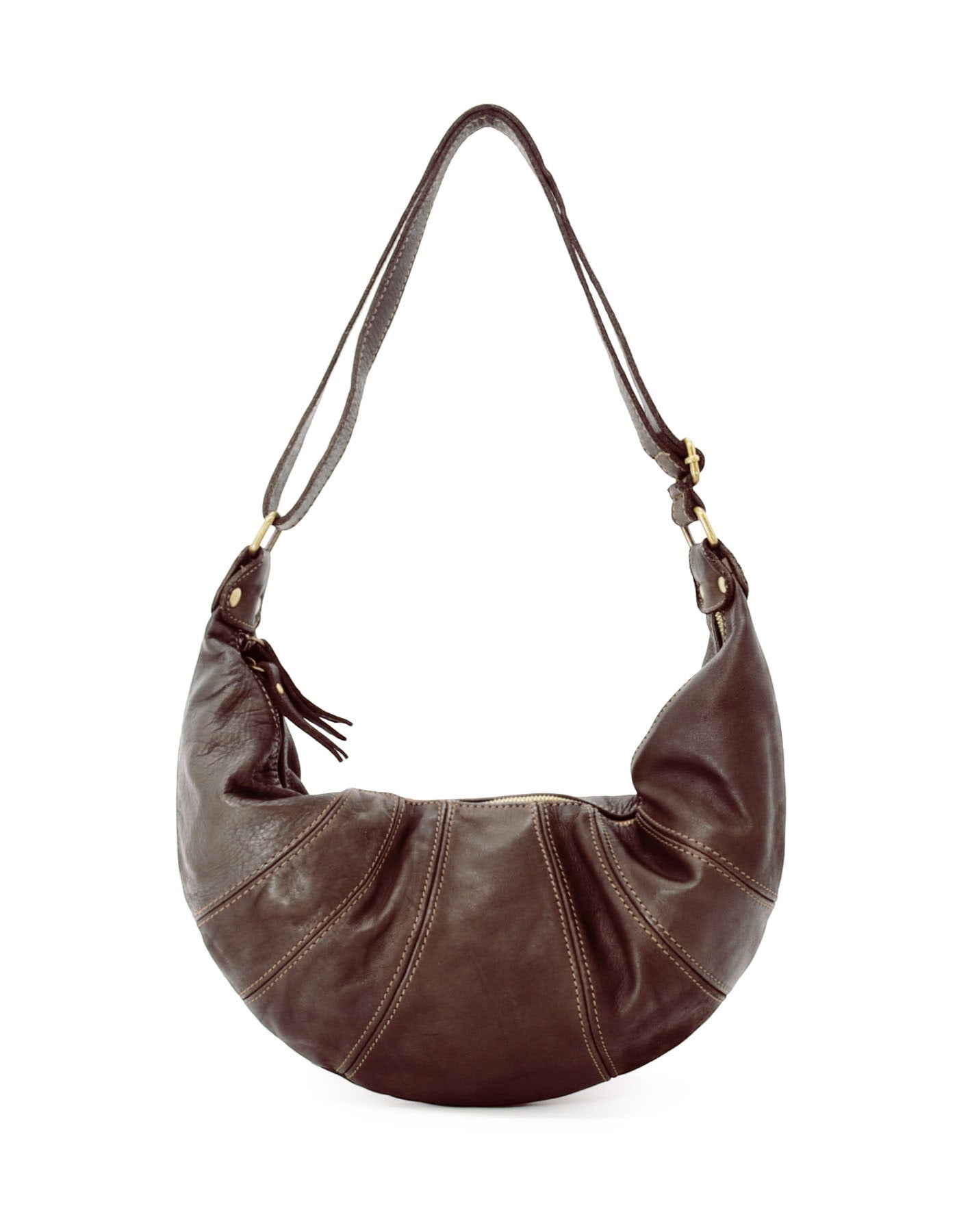 Braun LUNA● Hobo crescent bag. Halbmond Tasche aus italienischem Leder Sacktaschen